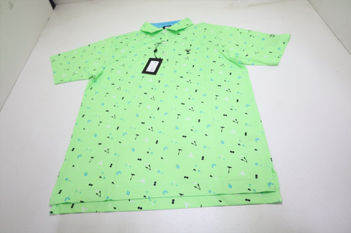 FootJoy Clam Bake Print Lisle Polo Mens Medium Green W/Logo INV13980142