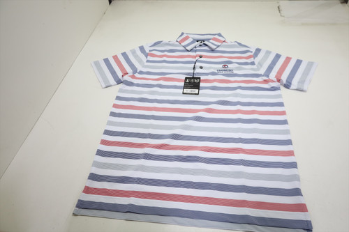 FootJoy Light Stripe Polo Mens Medium White/Racing Red W/Logo INV13980144