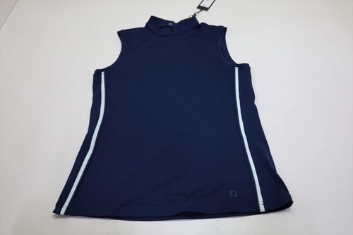 FootJoy Golf Keyhole Mock Neck Polo Womens Size Small TNK Navy New INV13660784