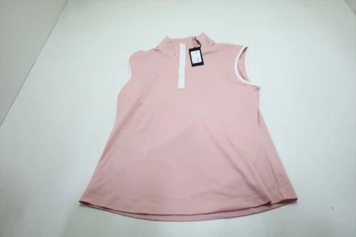 FootJoy Mock Snap Sleeveless Polo Womens Size Small Chalk Pink New INV13977386