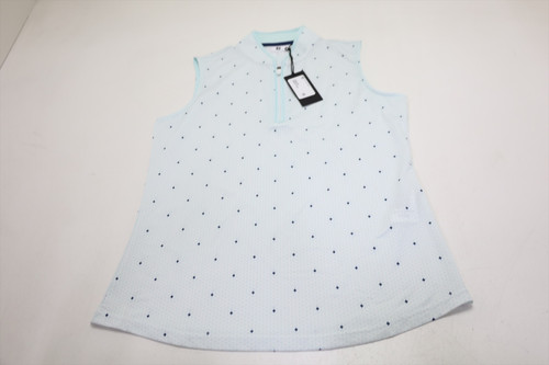 FootJoy ZIP Front Tank Polo Womens Size Small Print GLCL Blue New INV13660783