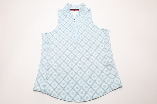 Greyson Moroccan Sleeveless Vesta Polo Womens Small Mineral Mist INV13921950