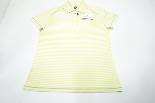 FootJoy Zip Plckt Htr Strp SS Polo Womens Size Medium Citrus 601A 00917735 New FootJoy Zip Plckt Htr Strp SS Polo Womens Size Medium Citrus 601A 00917735 New