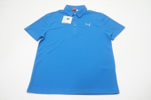 NEW Puma Golf Classic Polo  Boys Size  Medium Strong Blue Regular 637A 00935217