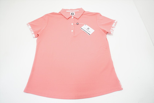 FootJoy Watercolor Trim Polo Womens Size Medium Bright Coral 664B 00953052 New FootJoy Watercolor Trim Polo Womens Size Medium Bright Coral 664B 00953052 New