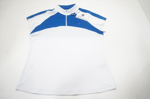 FootJoy Golf With Logo Polo Womens Size Medium White/Blue 681B 00963639 New FootJoy Golf With Logo Polo Womens Size Medium White/Blue 681B 00963639 New