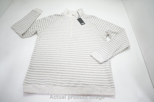 NEW Straight Down Butterfield Sweater Mens Medium White/Grey 746A 01007914