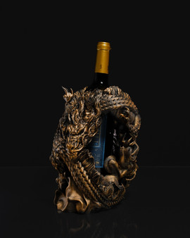 Dragon’s Embrace Wine Holder | Fantasy Dragon Wine Bottle Stand | Mythical Bar & Home Décor