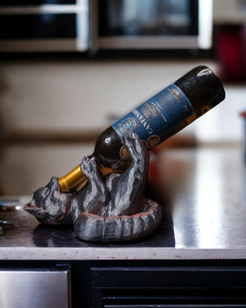 Red Panda Wine Bottle Holder | Playful Animal Wine Stand | Decorative Tabletop Wine Holder
