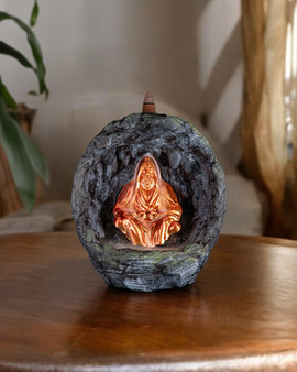 Levitation Backflow Incense Burner – Floating Monk Meditation Cave | Zen Smoke Waterfall Décor