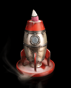 Retro Rocket Backflow Incense Holder – Handmade 3D-Printed Space Decor