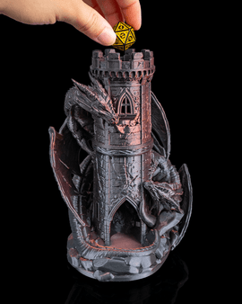 Handmade 3D-Printed Twin Fate Dragon Dice Tower – Tabletop RPG Centerpiece