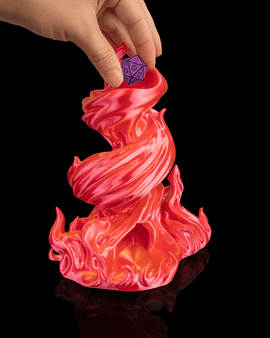 Handmade 3D-Printed Flame Dice Tower – Tabletop RPG Centerpiece