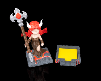 Fantasy Warrior Pen Holder with Axe Pen & Post-It Note Base – Handmade 3D-Printed Desk Accessory