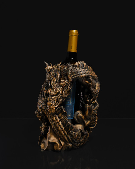 Dragon’s Embrace Wine Holder | Fantasy Dragon Wine Bottle Stand | Mythical Bar & Home Décor