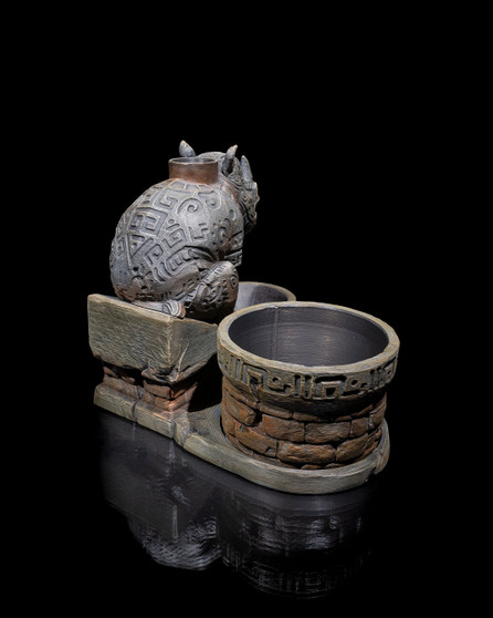 Ancient Shrine Backflow Incense Burner | Temple Guardian Smoke Waterfall with Planter Accent