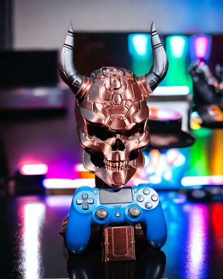 Sci-Fi Horned Cyborg Skull Headphones & Controller Holder - A gamers dream!