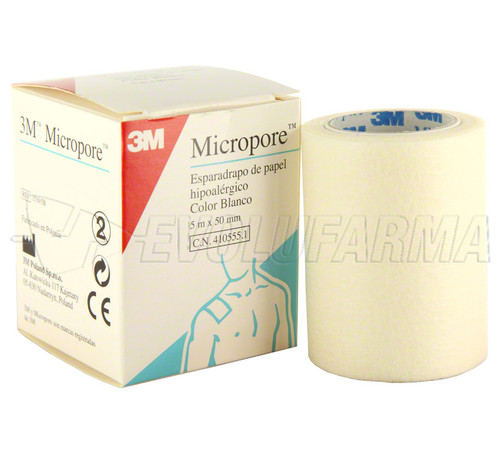 Esparadrapo micropore. caja 1 rollo blanco (5 m x 5 cm)