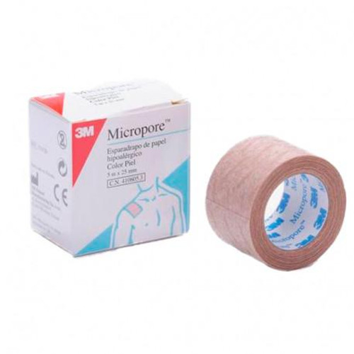 Esparadrapo micropore. caja 1 rollo piel (5 m x 2,5 cm)