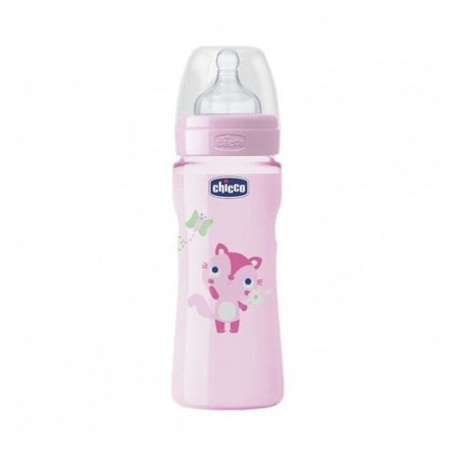 ChiCCo biberón silicona rosa flujo rápido 330 mL