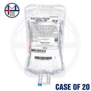 Grifols: 0.9% Sodium Chloride, 500mL for IV Drip (Case of 20 Bags)