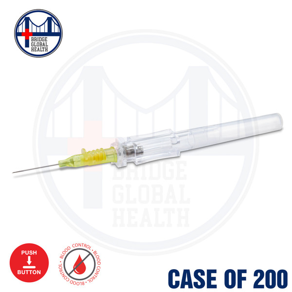 24G TrueSafe Comfort BC Push Button Style Safety IV Catheter (Case of 200 Catheters)