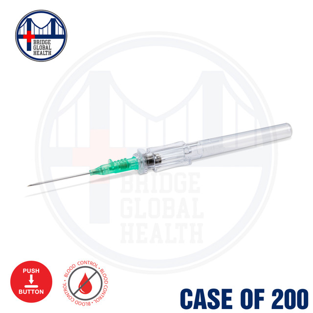 18G TrueSafe Comfort BC Push Button Style Safety IV Catheter (Case of 200 Catheters)