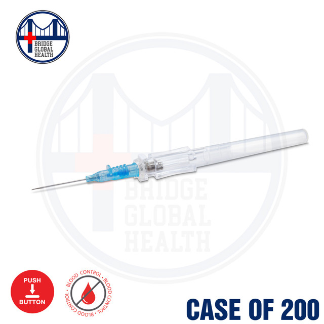 22G TrueSafe Comfort BC Push Button Style Safety IV Catheter (Case of 200 Catheters)