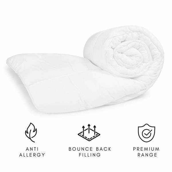 15 Tog Bounce Back Duvet | Hollowfibre Filling | Polycotton Cover | Lightweight & Anti-Allergy
