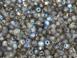 3mm Fire Polished - Etched Cry Graphite Rainbow