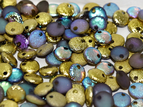 6mm Lentil - Crystal Etched Golden Rainbow