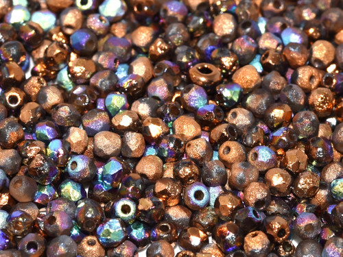 3mm Fire Polished - Etched Cry Glittery Bronze