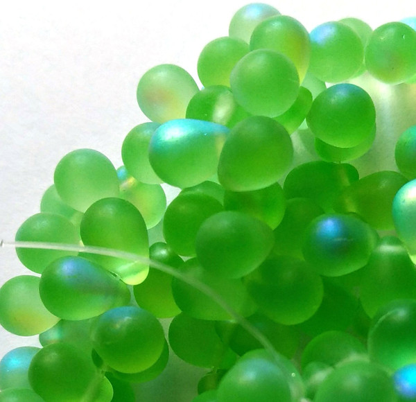 6X9mm Drops - Mat Peridot AB