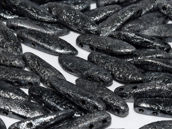 2-Hole Daggers - Etched Jet Hematite