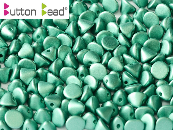 Button Beads - Alabaster Metallic Emerald