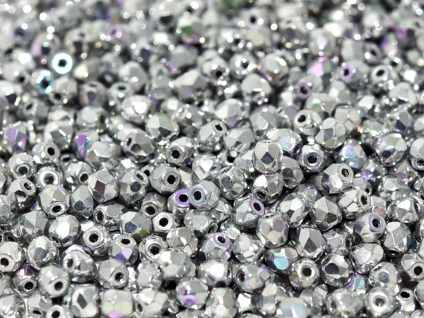 3mm Fire Polished - Cry Glittery Silver