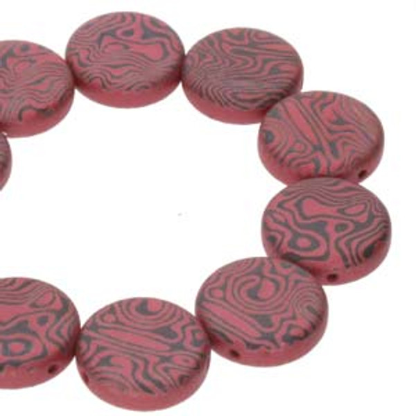Coins 14mm 2H - Jet/Red Laser Contour