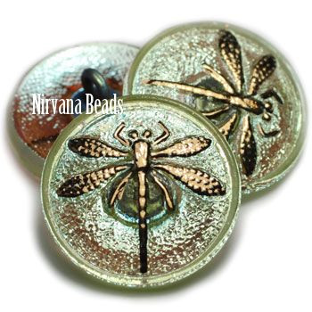 18mm Dragonfly Honeydew AB Button