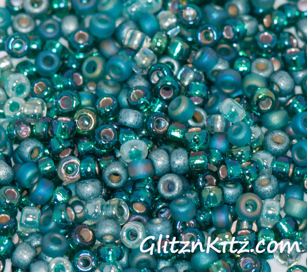 Teal Twinkle - Sz 11 Sead Bead Mix