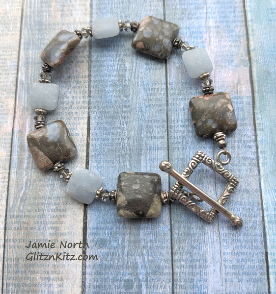 Sample - Matte Squared Jasper / Sterling Bracelet