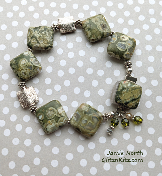 Sample - Rhyolite Box Clasp Square / Sterling Bracelet