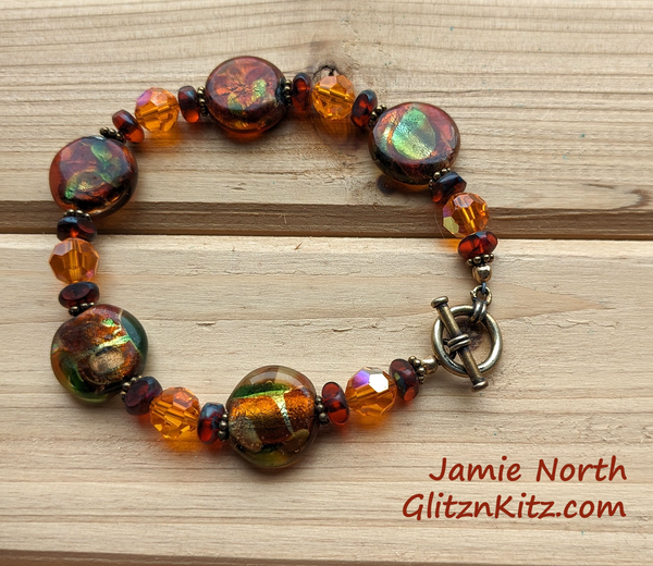 Sample - Foiled Amber Lampwork Bracelet