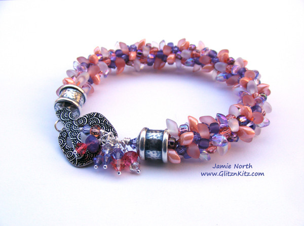 Sample - Bead-It-Up Violet Rose Kumihimo Bracelet