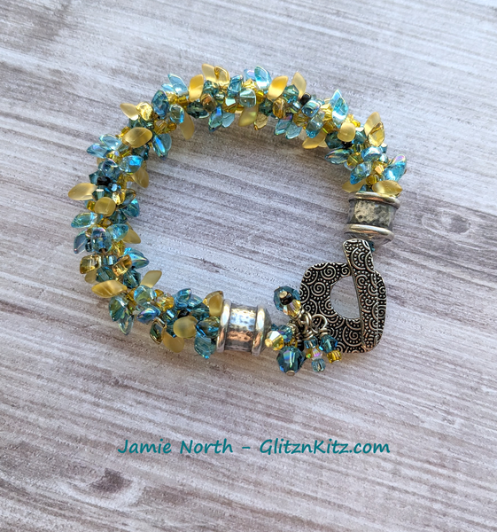 Sample - Bead-It-Up Aqua Gold Kumihimo Bracelet
