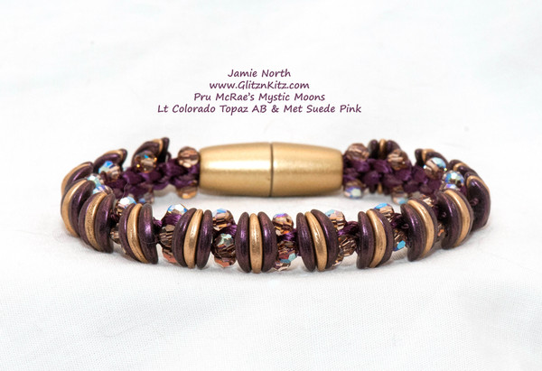 Sample - Mystic Moons Suede Pink/Gold Kumihimo Bracelet