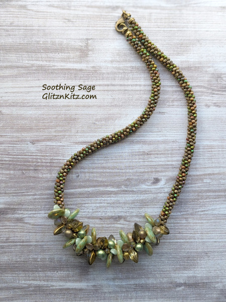 Sample - Soothing Sage 7-Strand Kumihimo Necklace