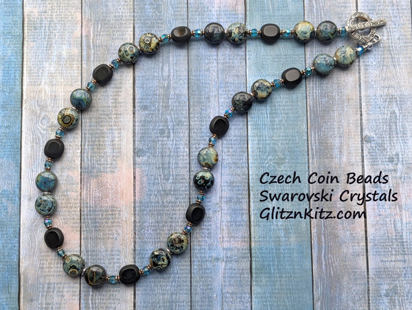 Sample - Czech Coins & Crystals Strung Necklace