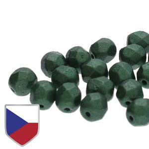 4mm Fire Polished - Gold Shine Dark Olive Green CS