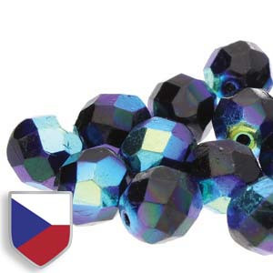 4mm Fire Polished - Jet Full AB CS