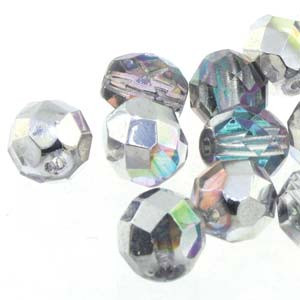 4mm Fire Polished - Crystal Silver Rainbow